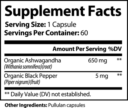 Organic Ashwagandha + Black Pepper